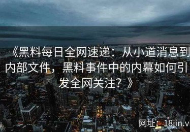 《黑料每日全网速递：从小道消息到内部文件，黑料事件中的内幕如何引发全网关注？》