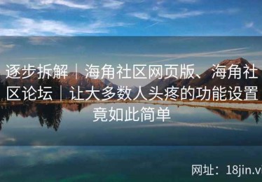 逐步拆解｜海角社区网页版、海角社区论坛｜让大多数人头疼的功能设置竟如此简单