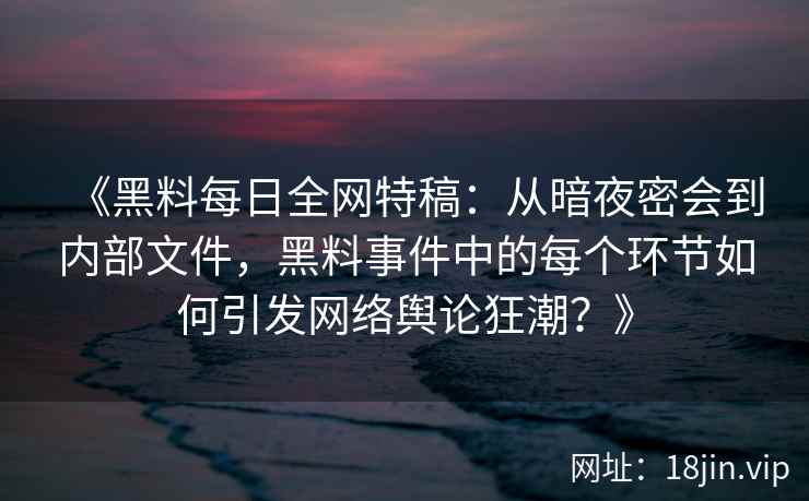 《黑料每日全网特稿：从暗夜密会到内部文件，黑料事件中的每个环节如何引发网络舆论狂潮？》